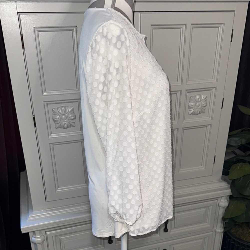 41 Hawthorn White Textured Women's Top Size Medium - Picture 7 of 14